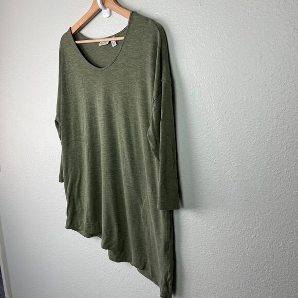 LOGO Lori Goldstein Piper Heather Green 3/4 Sleeve Tunic Top Medium Pockets - Picture 6 of 8